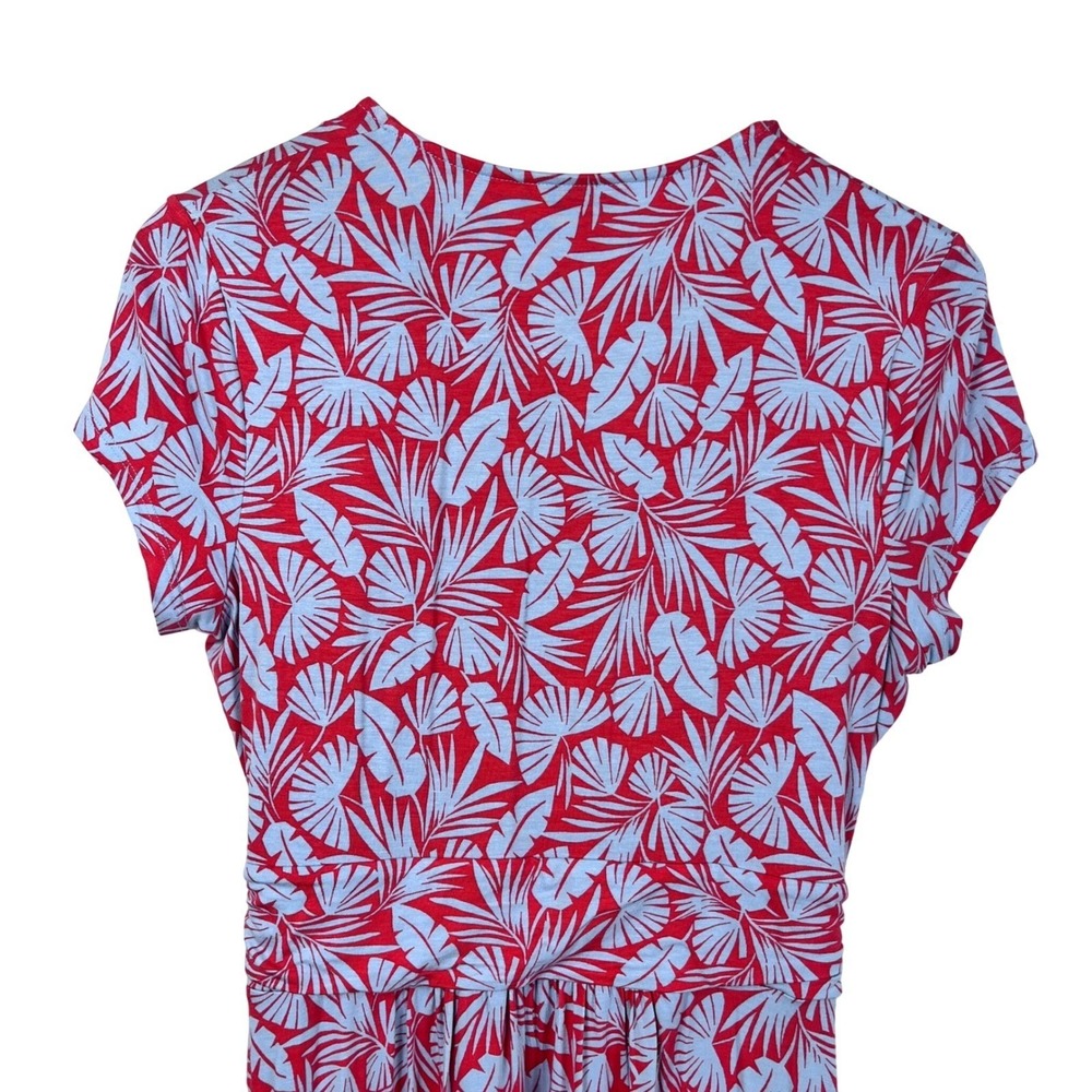 Boden Wrap Maxi Dress Tropical Red Blue Leaf Print Size 8R (L513) - Picture 5 of 7